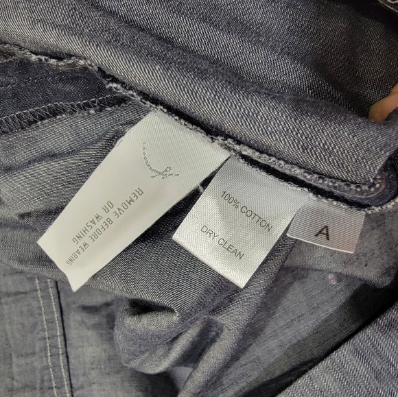 Ann Taylor Loft Blue & Gray Chambray Color block skirt with Pockets Size 8P - Picture 13 of 16